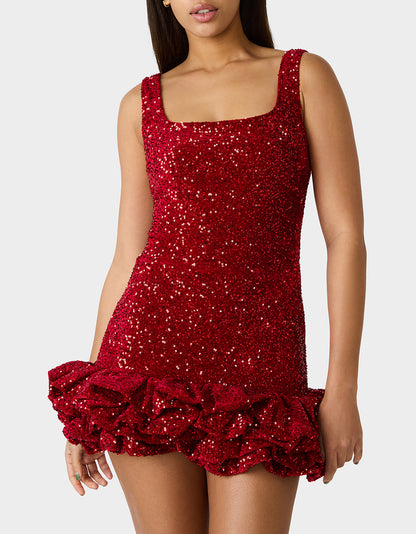FESTIVE FLIRT DRESS RED - APPAREL - Betsey Johnson