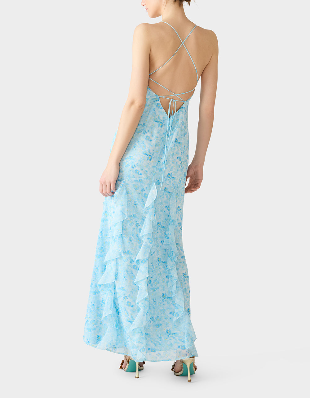Women's Petal Breeze Maxi Dress in Blue | Size Medium