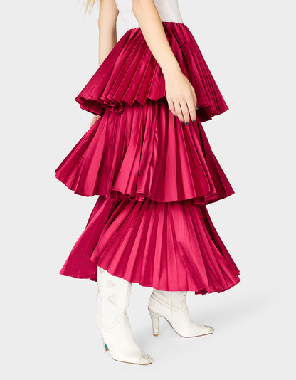 POINTSETTIA PASSION SKIRT WINE - APPAREL - Betsey Johnson