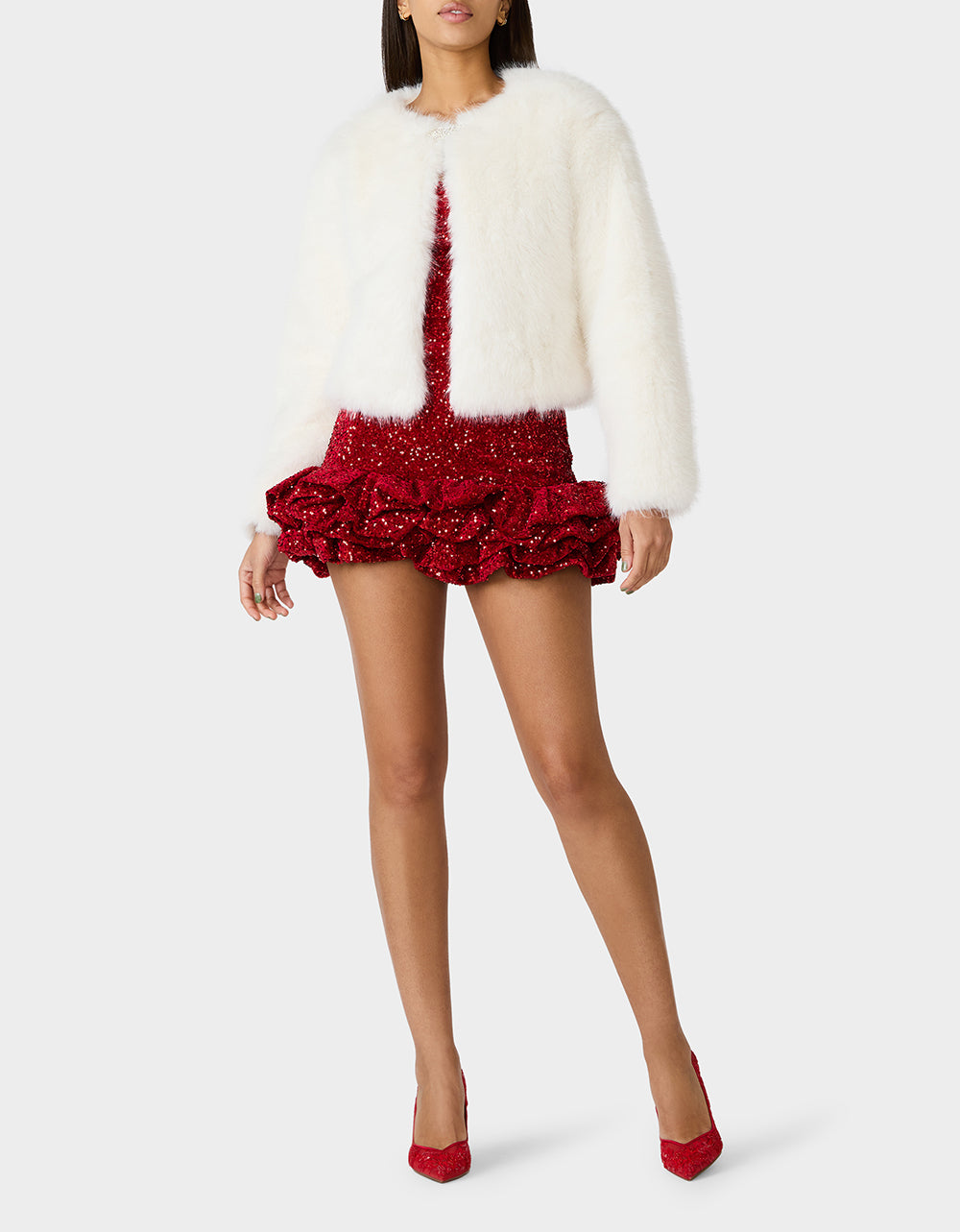 CHAMPAGNE LUXE FAUX FUR JACKET CREAM - APPAREL - Betsey Johnson
