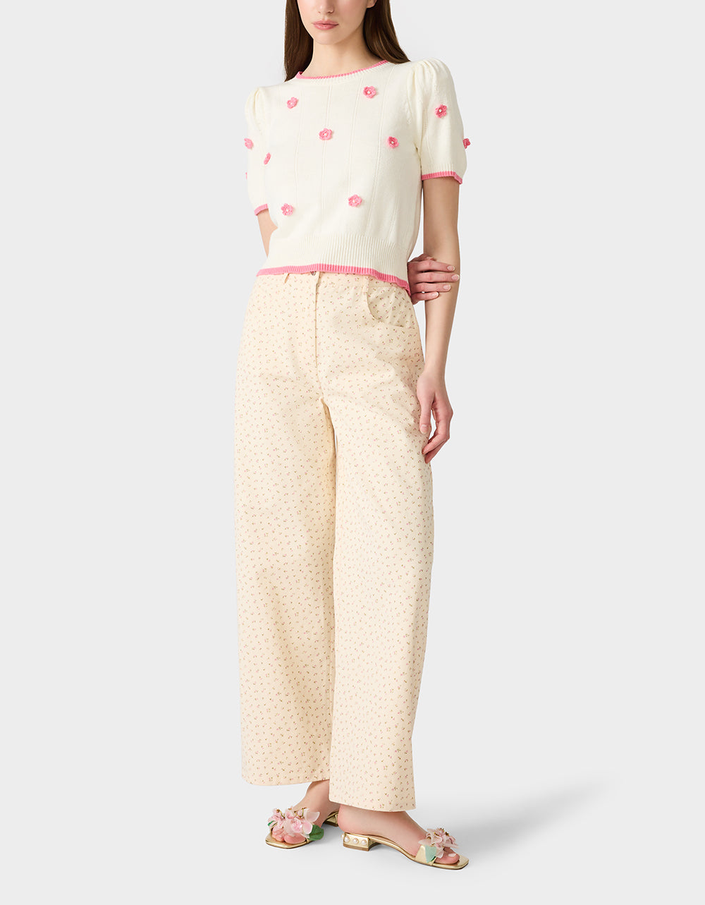PETAL POP KNIT TOP OFF WHITE - APPAREL - Betsey Johnson