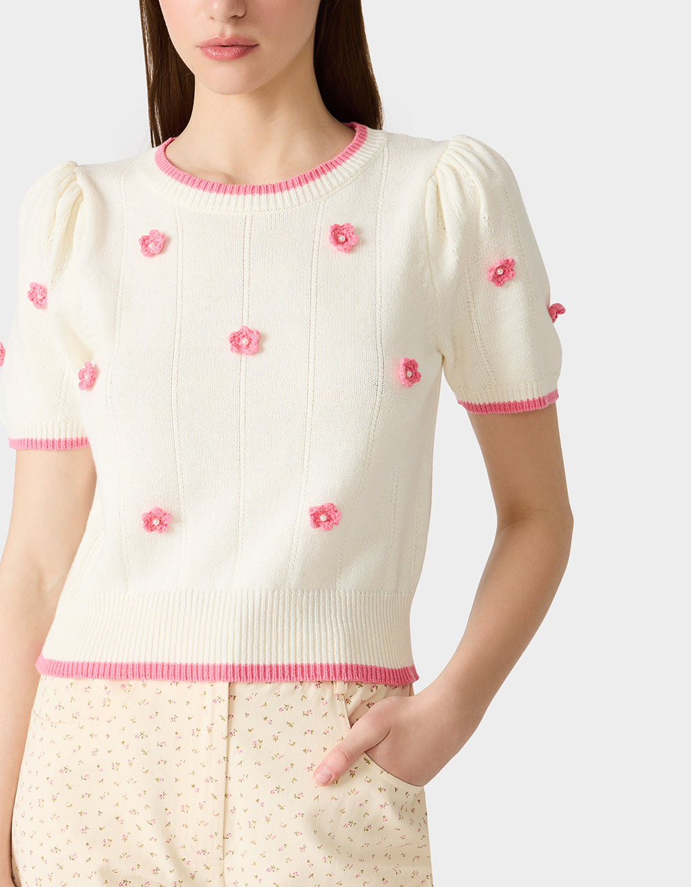PETAL POP KNIT TOP OFF WHITE - APPAREL - Betsey Johnson - view 5