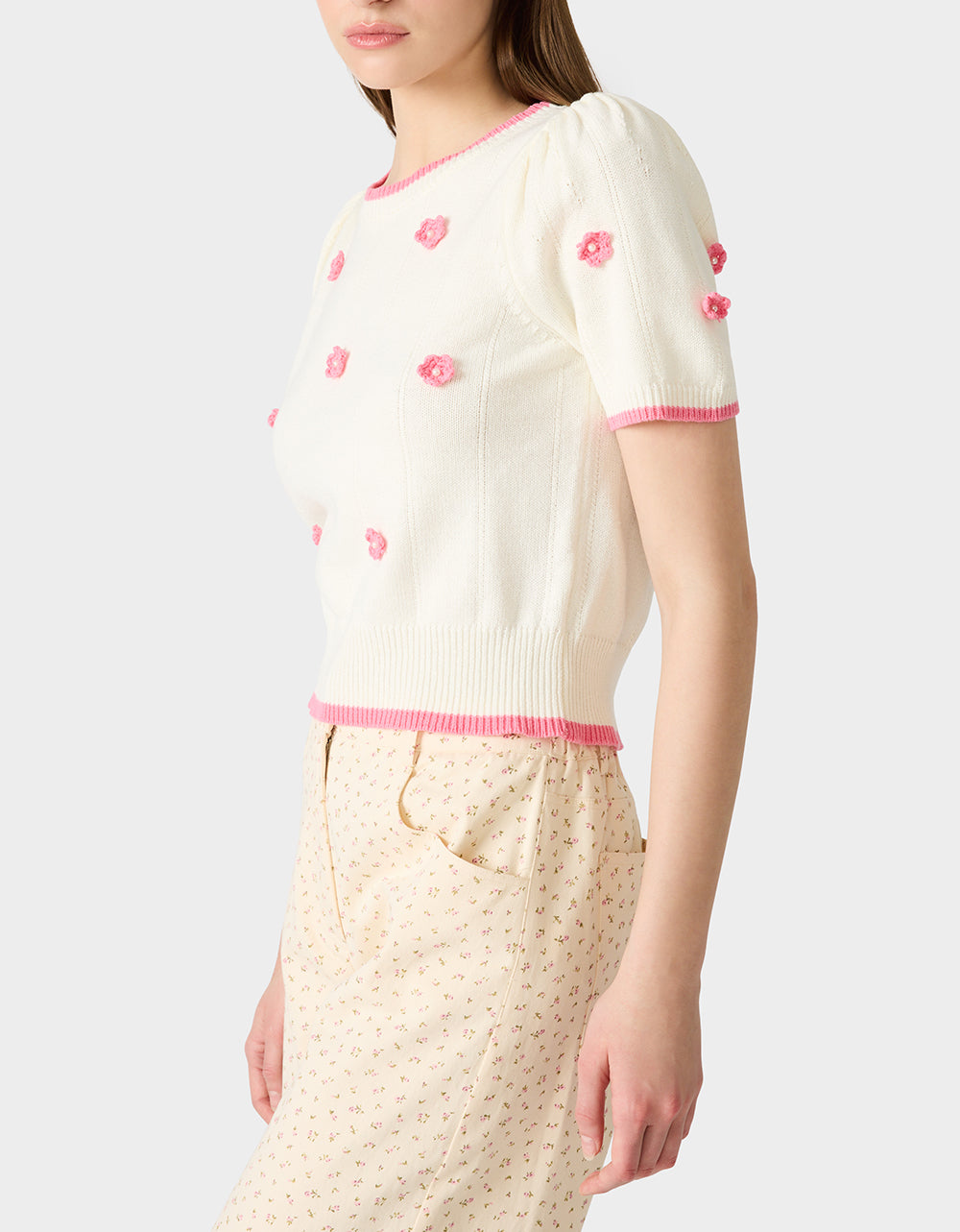 PETAL POP KNIT TOP OFF WHITE - APPAREL - Betsey Johnson - view 4