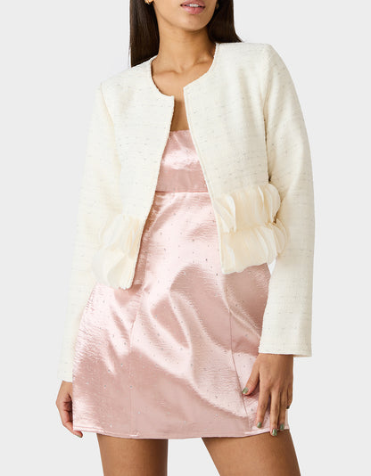 RUFFLE SOCIETY BLAZER CREAM - APPAREL - Betsey Johnson