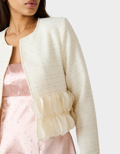 RUFFLE SOCIETY BLAZER CREAM - APPAREL - Betsey Johnson