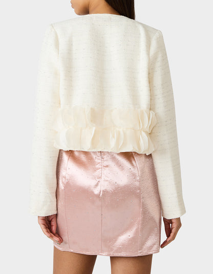 RUFFLE SOCIETY BLAZER CREAM - APPAREL - Betsey Johnson