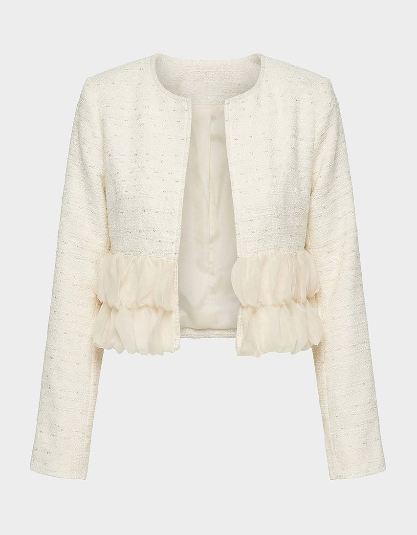 RUFFLE SOCIETY BLAZER CREAM - APPAREL - Betsey Johnson