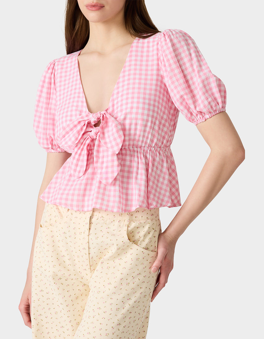 PICNIC TIE TOP PINK - APPAREL - Betsey Johnson