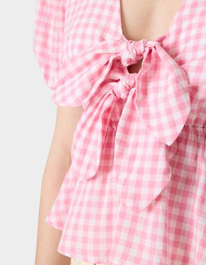 PICNIC TIE TOP PINK - APPAREL - Betsey Johnson