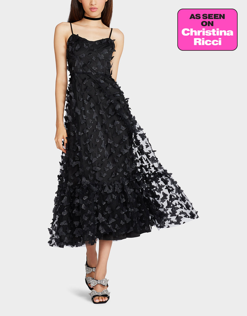 BETSEYS BUTTERFLY MAXI DRESS BLACK - APPAREL - Betsey Johnson