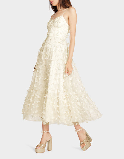 BETSEYS BUTTERFLY MAXI DRESS CREAM - APPAREL - Betsey Johnson