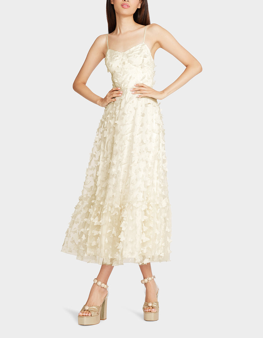 BETSEYS BUTTERFLY MAXI DRESS CREAM - APPAREL - Betsey Johnson