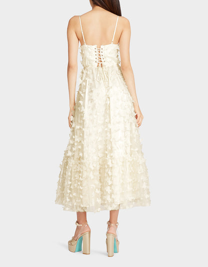 BETSEYS BUTTERFLY MAXI DRESS CREAM - APPAREL - Betsey Johnson