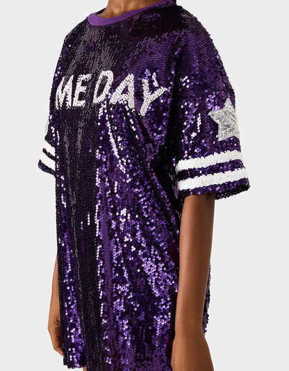 GAME DAY JERSEY SEQUIN DRESS PURPLE - APPAREL - Betsey Johnson
