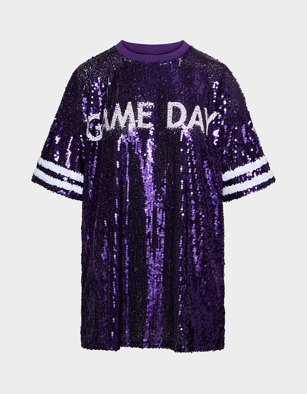 GAME DAY JERSEY SEQUIN DRESS PURPLE Women's Sequin Short-Sleeved Dress Betsey Johnson GAME DAY JERSEY SEQUIN DRESS PURPLE Women's Sequin Short-Sleeved Dress Betsey Johnson