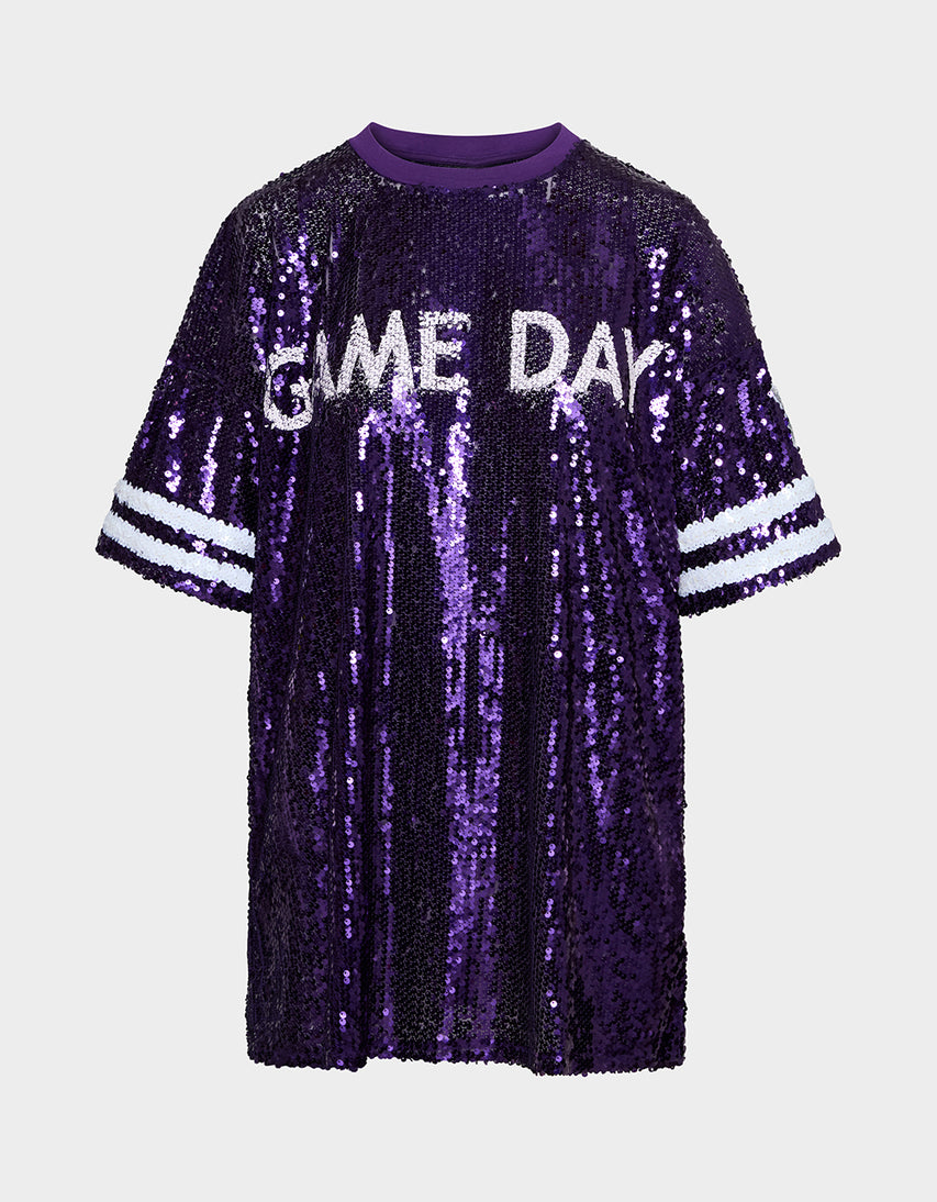 GAME DAY JERSEY SEQUIN DRESS PURPLE - APPAREL - Betsey Johnson