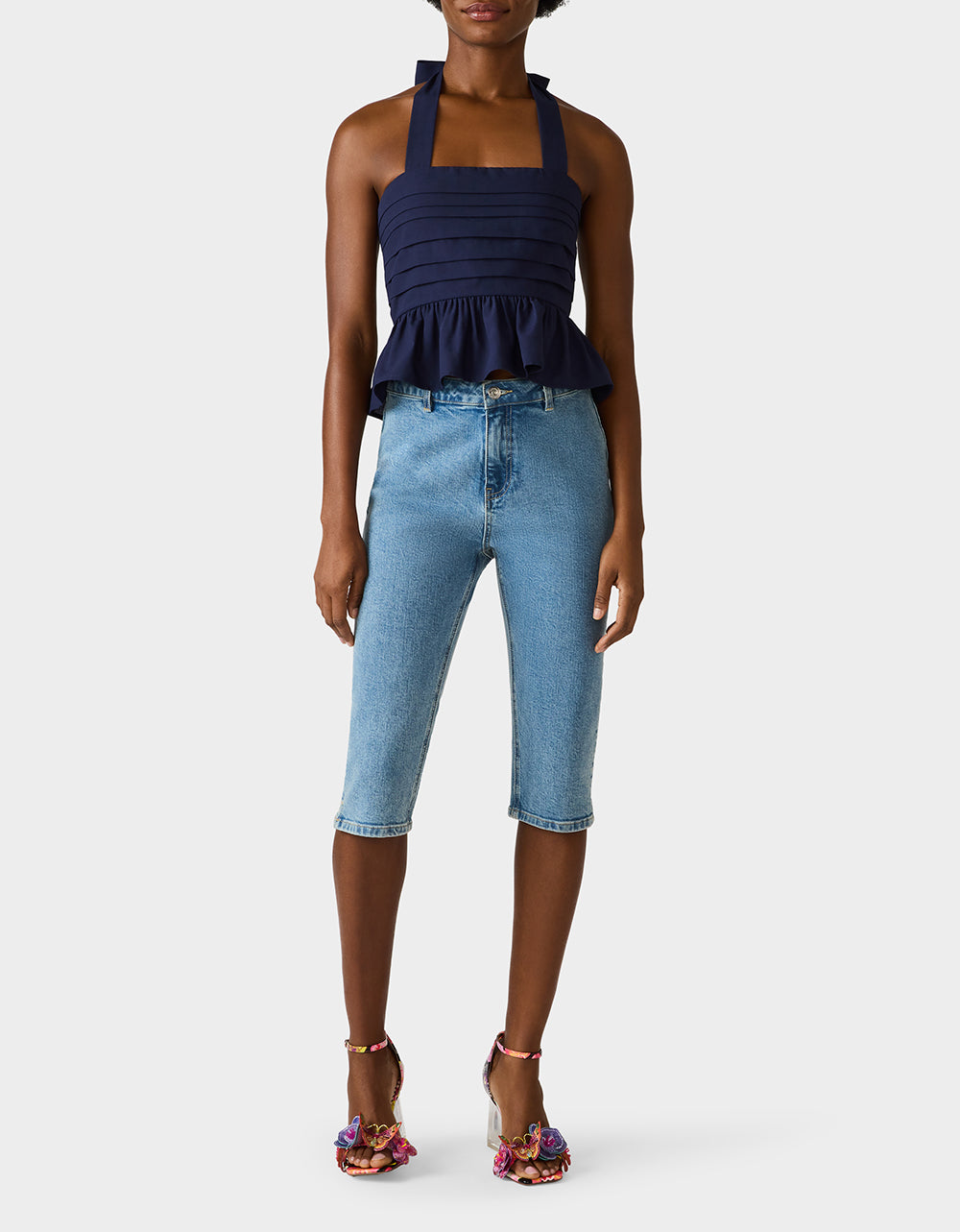 AHOY PEPLUM TOP NAVY - APPAREL - Betsey Johnson