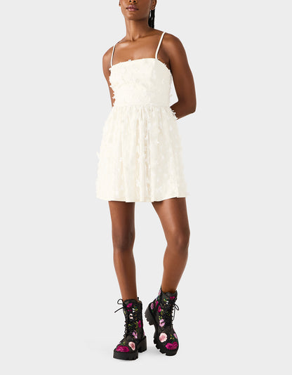 PLEATHER FLORAL MINI OFF WHITE - APPAREL - Betsey Johnson