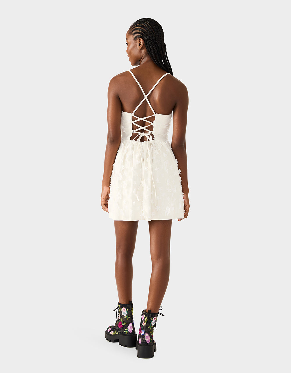 PLEATHER FLORAL MINI OFF WHITE - APPAREL - Betsey Johnson