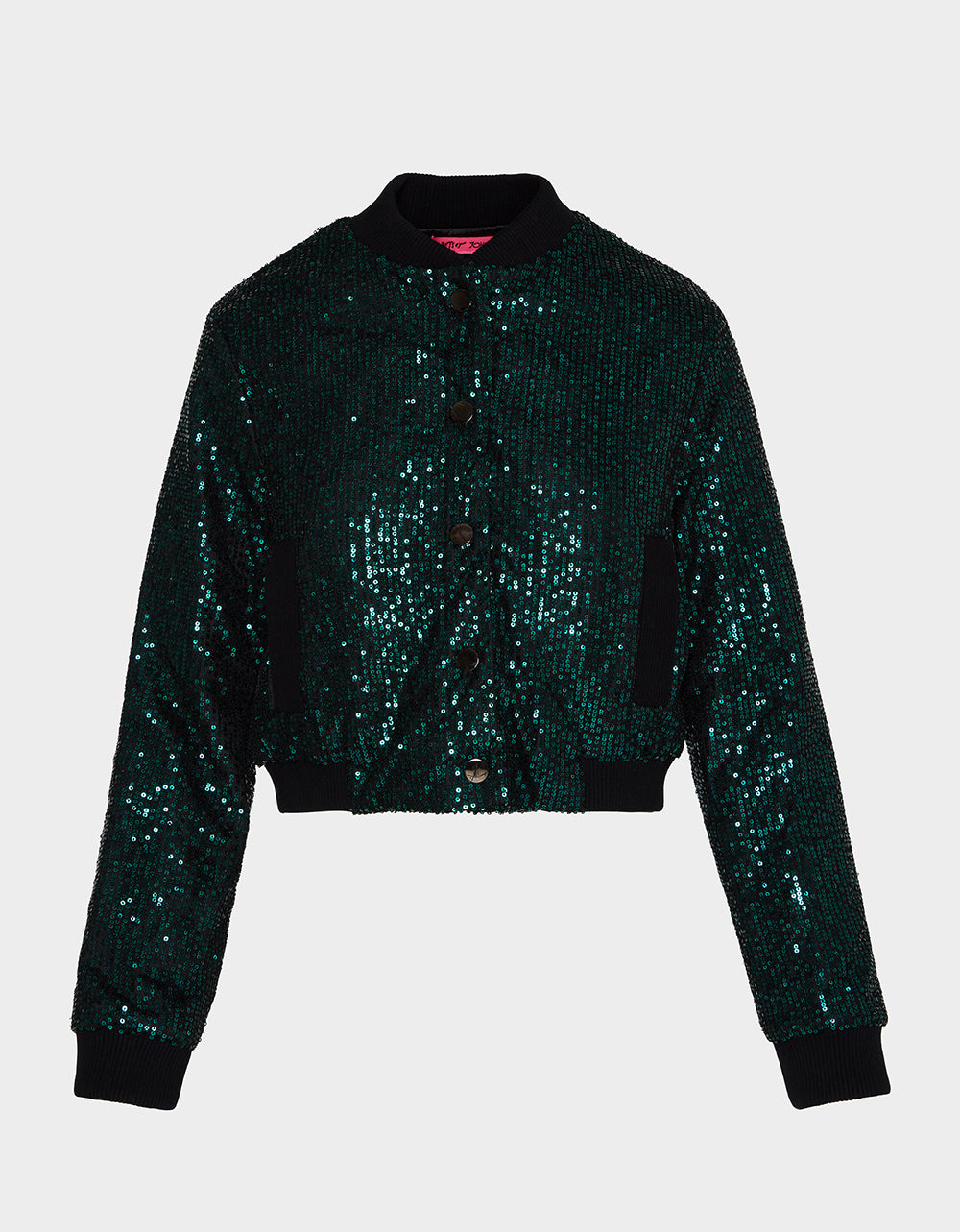 GLITTERATI BOMBER JACKET EMERALD GREEN - APPAREL - Betsey Johnson