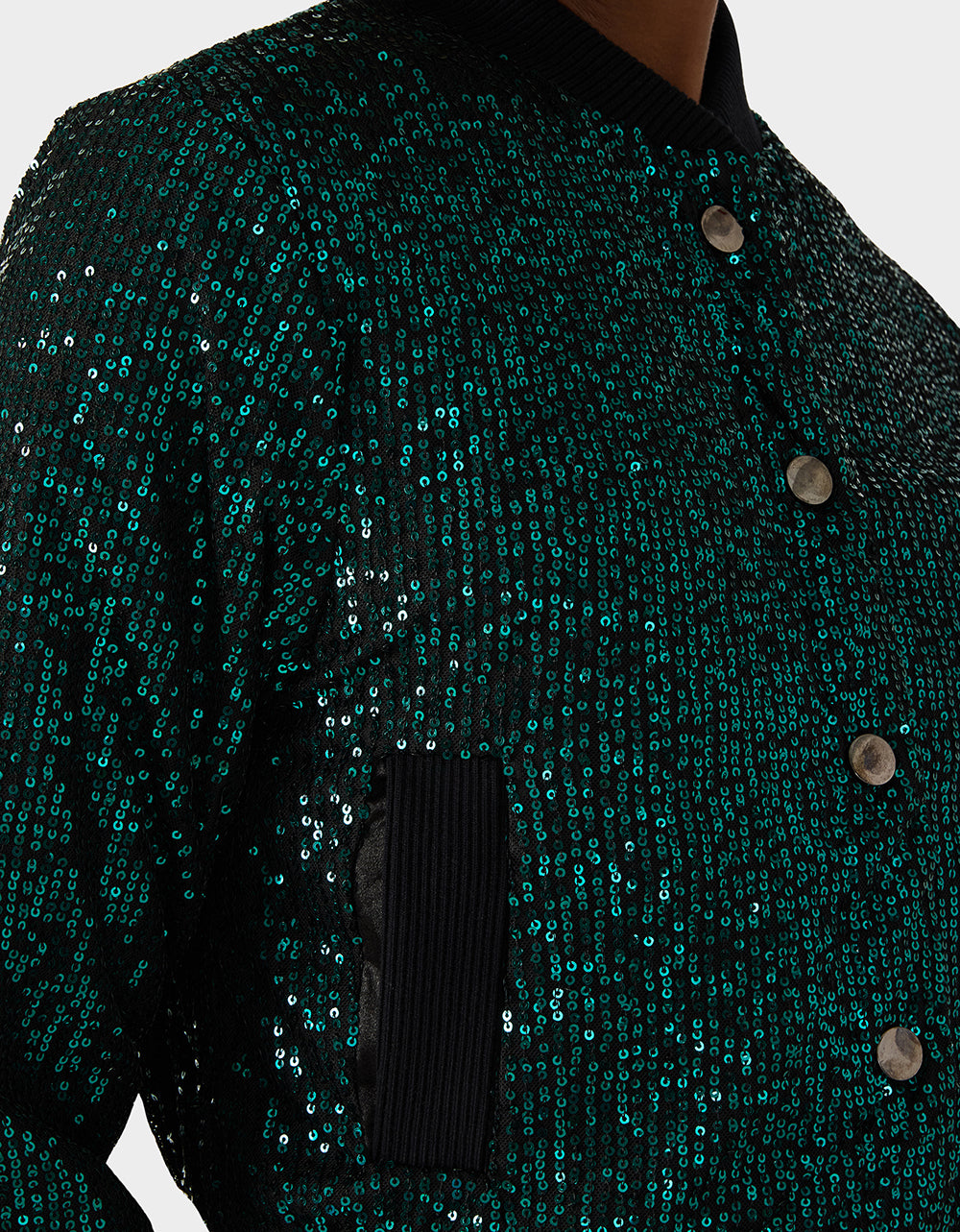 GLITTERATI BOMBER JACKET EMERALD GREEN - APPAREL - Betsey Johnson