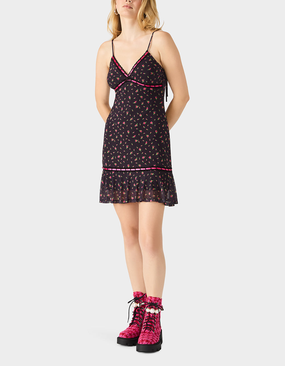pink and black dress Dolyues with Flower Print Soft Lightweight Long Sleeves Clothing for Flower Size S : Clothing, Shoes & Jewelry Do Not Bleach Pink and Black Dress |