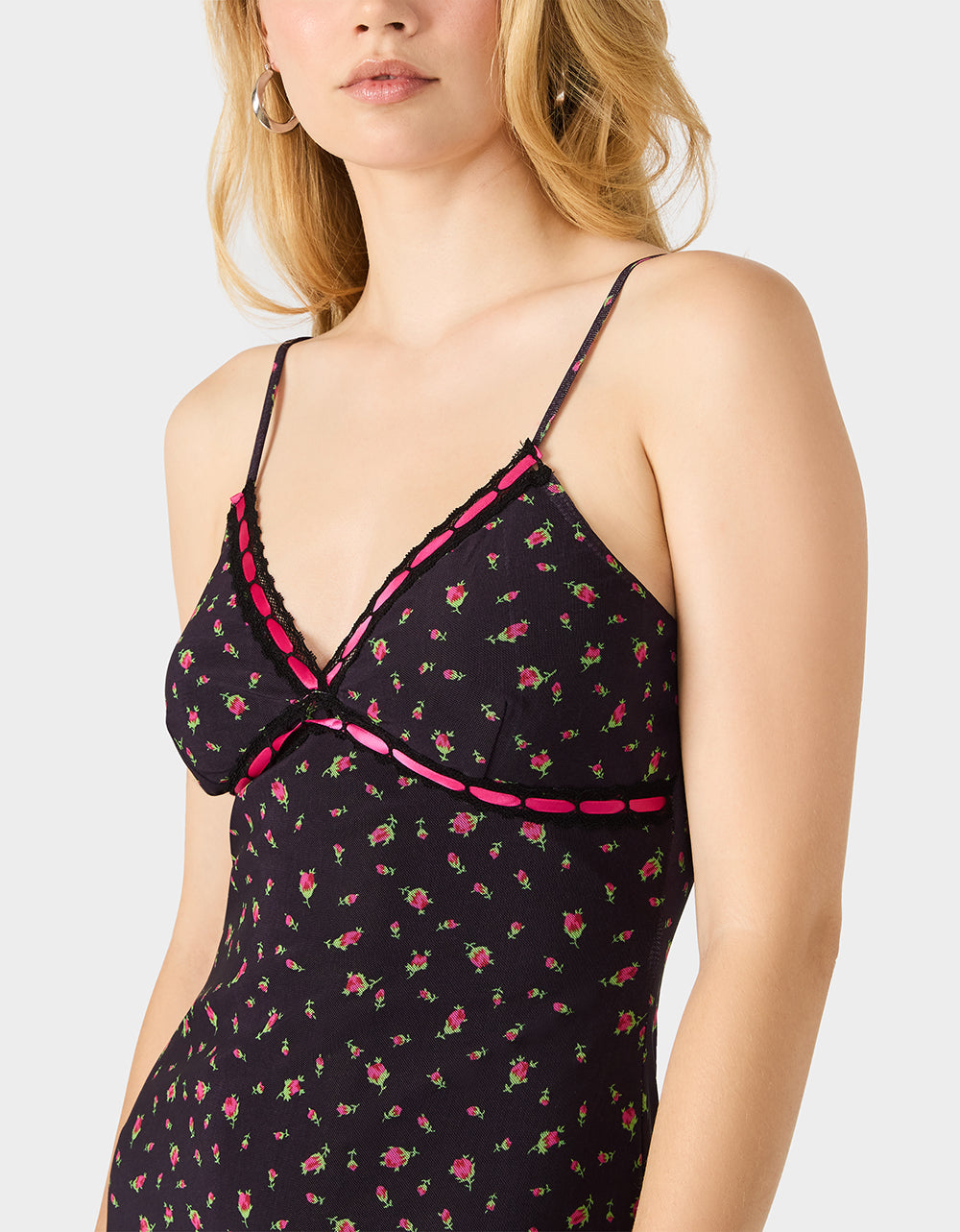 BETSEY'S ARCHIVE ROSEBUD SLIP DRESS BLACK - APPAREL - Betsey Johnson