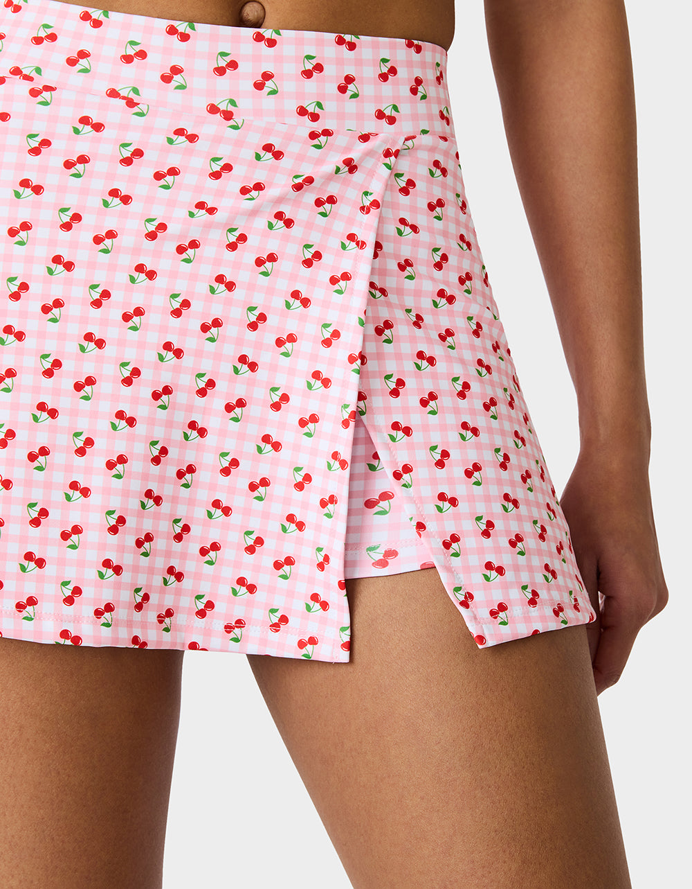 CHERRY GINGHAM SIDE SLIT SKORT PINK MULTI - APPAREL - Betsey Johnson