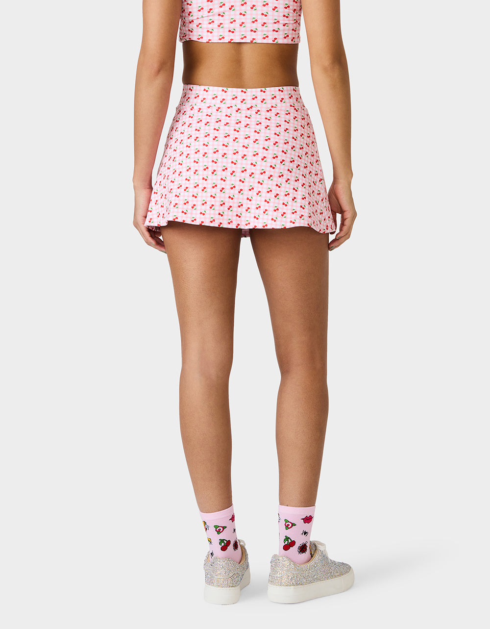 CHERRY GINGHAM SIDE SLIT SKORT PINK MULTI - APPAREL - Betsey Johnson