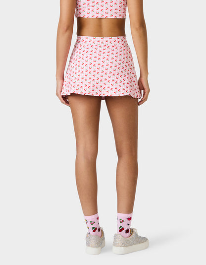 CHERRY GINGHAM SIDE SLIT SKORT PINK MULTI - APPAREL - Betsey Johnson