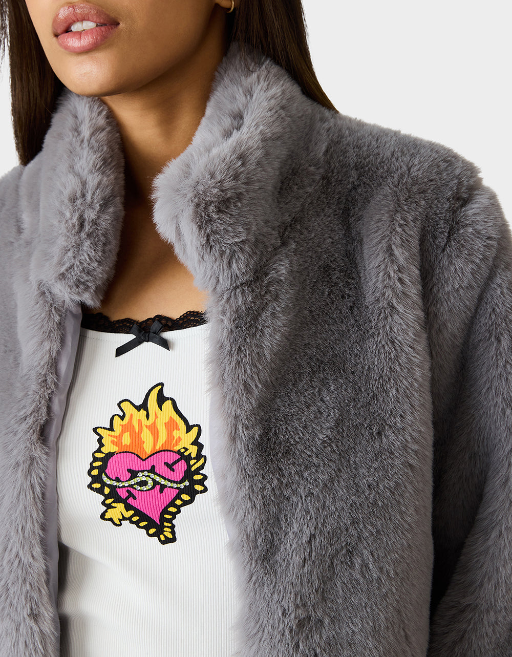 MISTY LUXE FAUX FUR GREY - APPAREL - Betsey Johnson