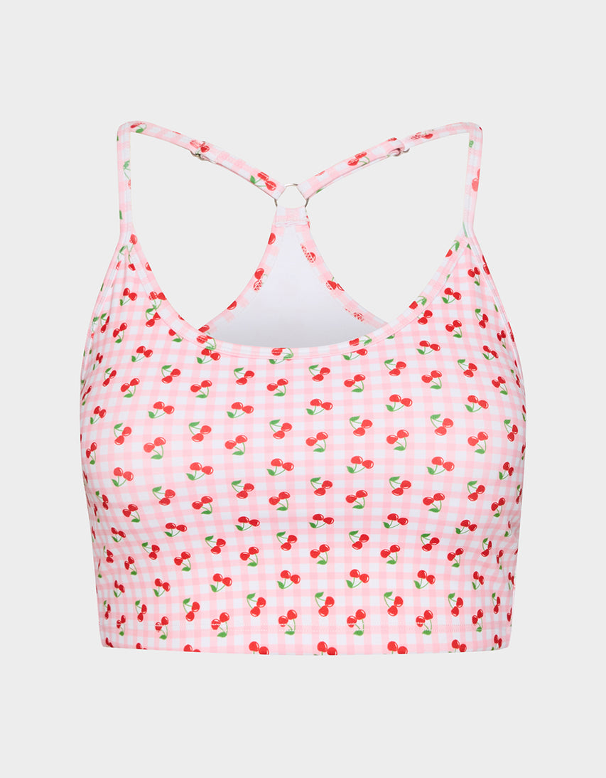 CHERRY GINGHAM RACERBACK TOP PINK MULTI - APPAREL - Betsey Johnson
