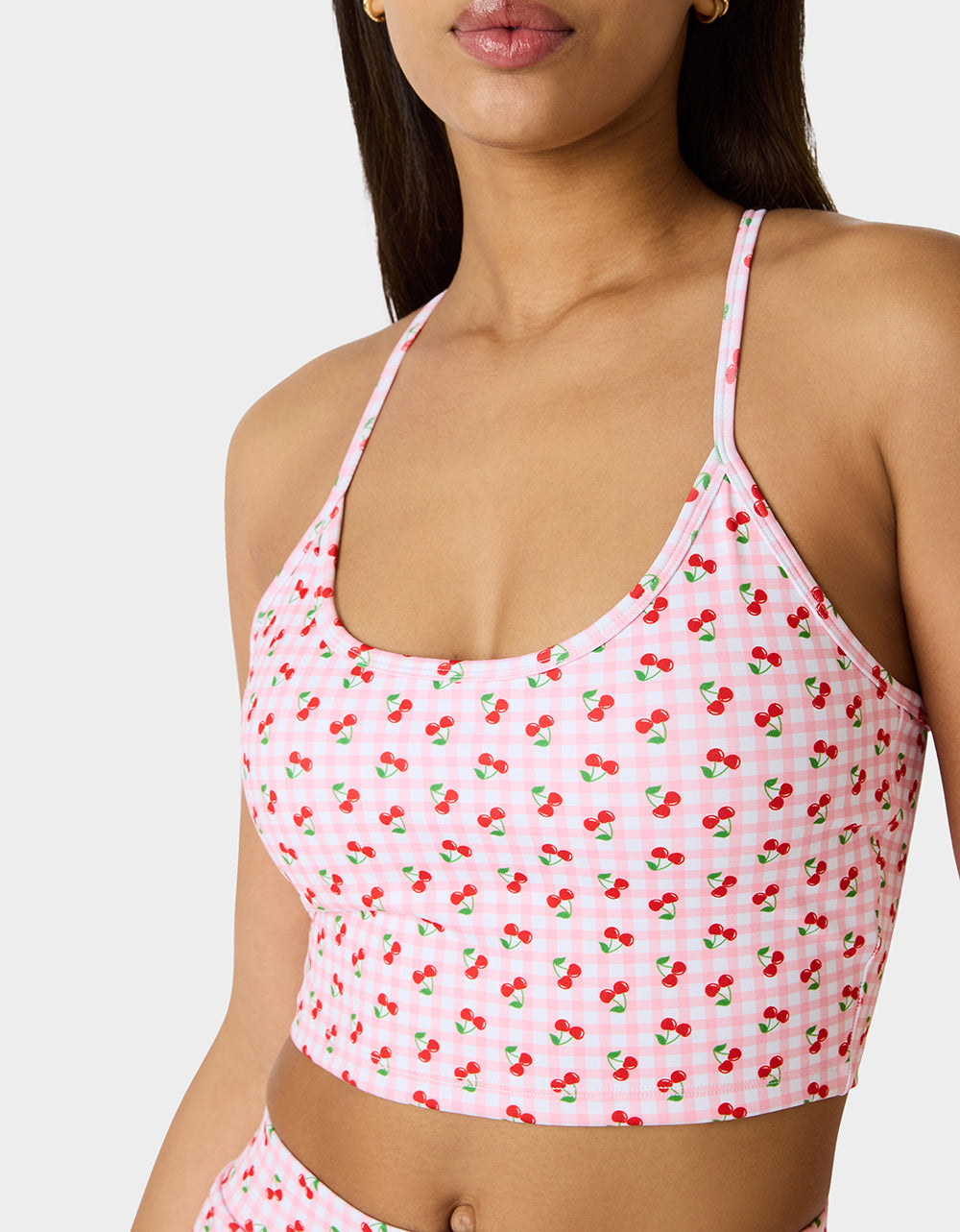 CHERRY GINGHAM RACERBACK TOP PINK MULTI - APPAREL - Betsey Johnson