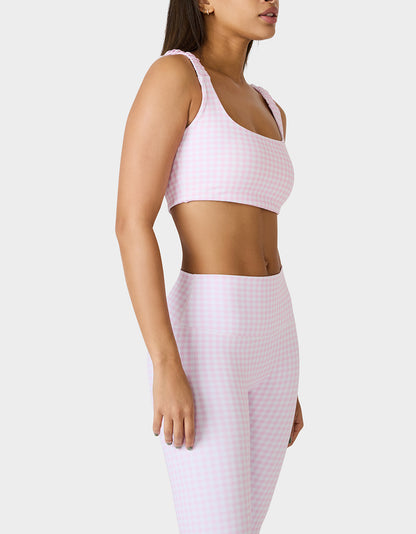 GINGHAM PRINT BRA TOP PINK MULTI - APPAREL - Betsey Johnson