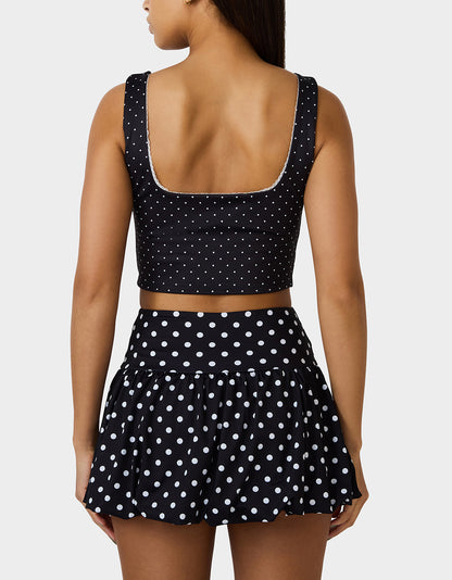 POLKA DOT PRINT CROP TOP TANK BLACK MULTI - APPAREL - Betsey Johnson