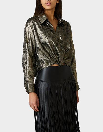 GOLD RUSH TOP BLACK/GOLD - APPAREL - Betsey Johnson