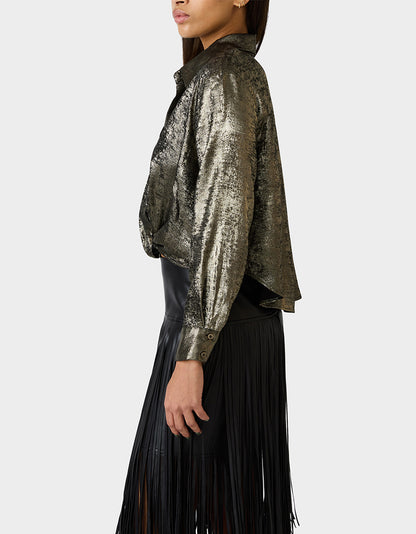 GOLD RUSH TOP BLACK/GOLD - APPAREL - Betsey Johnson