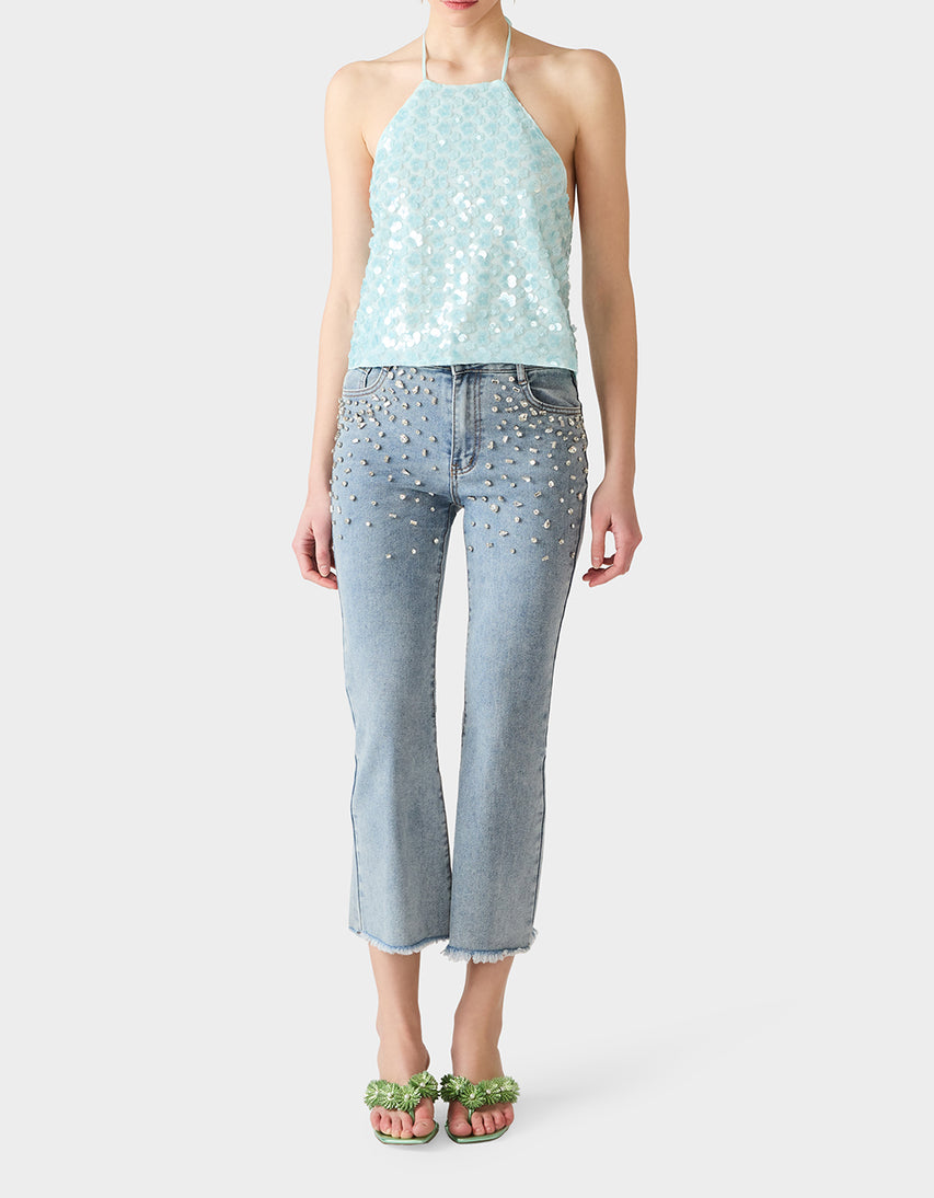 MERMAID MIRAGE TOP LIGHT BLUE - APPAREL - Betsey Johnson