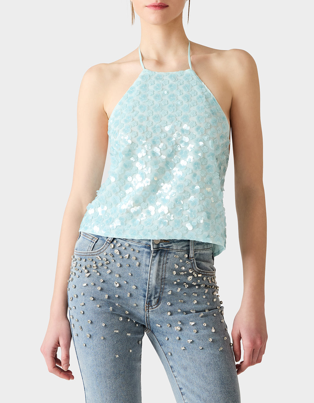 MERMAID MIRAGE TOP LIGHT BLUE - APPAREL - Betsey Johnson