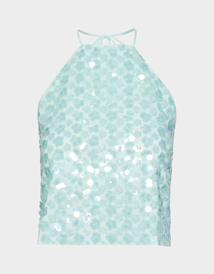 MERMAID MIRAGE TOP LIGHT BLUE - APPAREL - Betsey Johnson