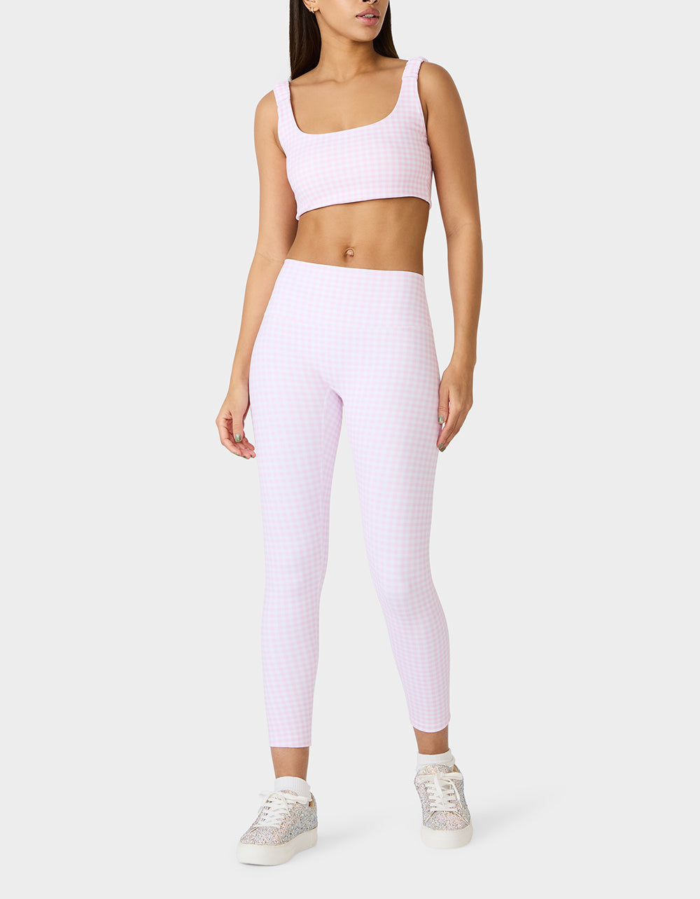 GINGHAM PRINT HIGHRISE LEGGING PINK MULTI - APPAREL - Betsey Johnson
