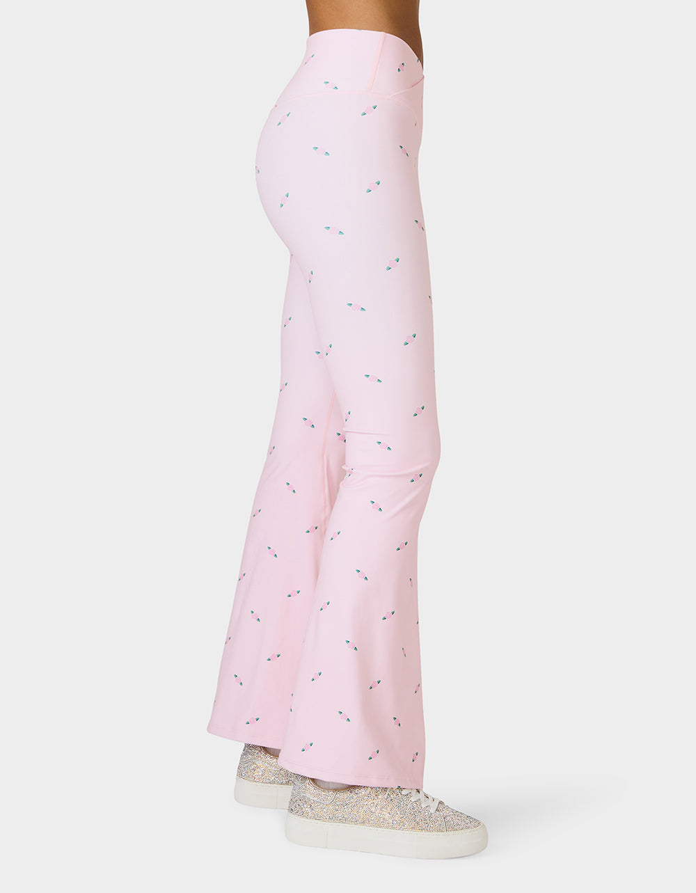 ROSE PRINT CROSSOVER LEGGINGS PINK ROSE - APPAREL - Betsey Johnson - view 5