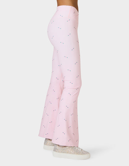 ROSE PRINT CROSSOVER LEGGINGS PINK ROSE - APPAREL - Betsey Johnson