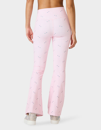 ROSE PRINT CROSSOVER LEGGINGS PINK ROSE - APPAREL - Betsey Johnson