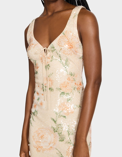 APRICOT HAZE DRESS BLURRY FLORAL - APPAREL - Betsey Johnson