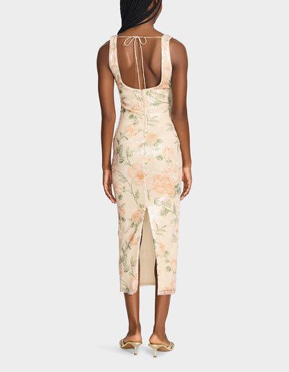 APRICOT HAZE DRESS BLURRY FLORAL - APPAREL - Betsey Johnson