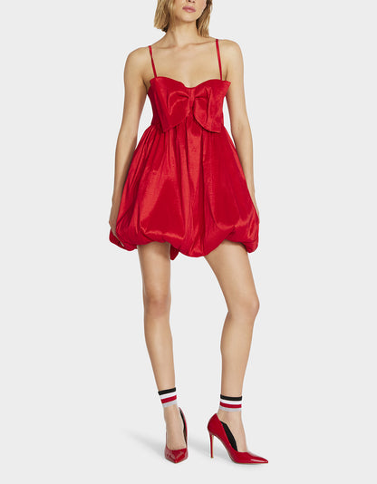 MEGAN BOW DRESS RED - APPAREL - Betsey Johnson