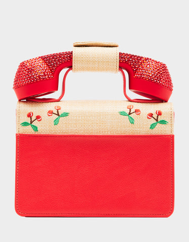 KITSCH CHERRY ON TOP PHONE BAG NATURAL