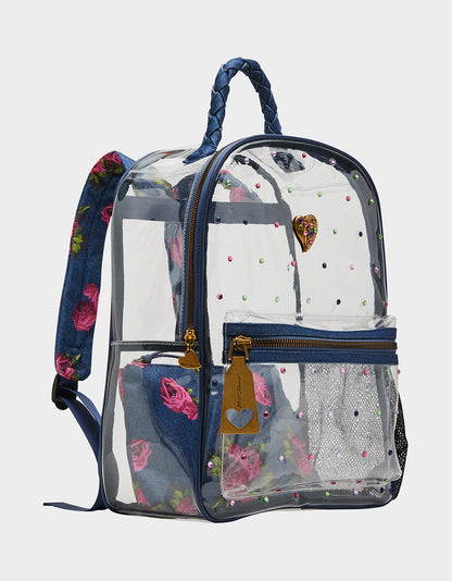 LARGE CLEAR BACKPACK DENIM - HANDBAGS - Betsey Johnson