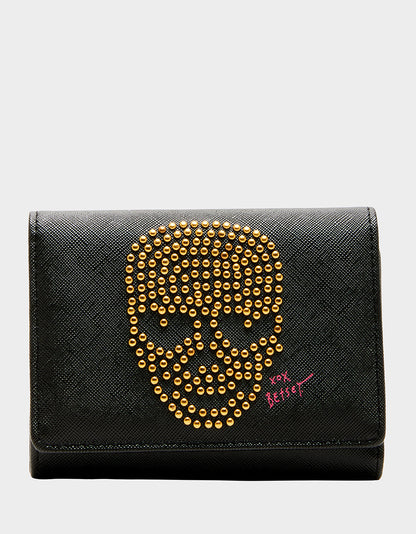 SKULL BOSS TRIFOLD WALLET BLACK - HANDBAGS - Betsey Johnson